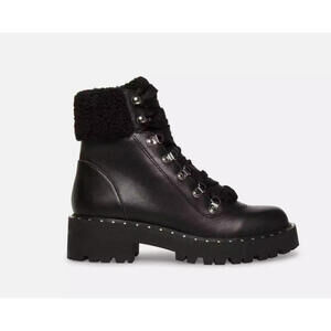 Steve Madden Receptive Faux Fur Lined Lace-Up Ankle Combat Boots 7M